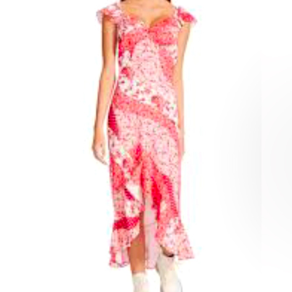 Betsey Johnson Flutter Sleeve Midi Dress